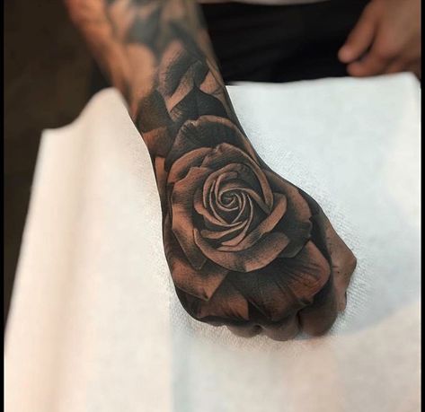 Hand Tattoo Rose Men, Hand Rose Tattoo Men, Hand Tattoos Cover Up, Foot Tattoos For Men Guys, Rose Hand Tattoo Men, Tattoo Rose Hand, Male Hand Tattoos, Dark Rose Tattoo, Rose Tattoo For Men