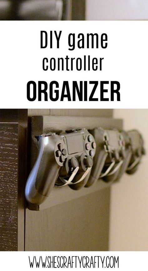 DIY video game controller organizer, holder Video Game Organization, Video Game Bedroom, Video Game Storage, Diy Video Game, Gaming Bedroom, Gamer Bedroom, Diy Organizer, Game Organization, Video Game Rooms