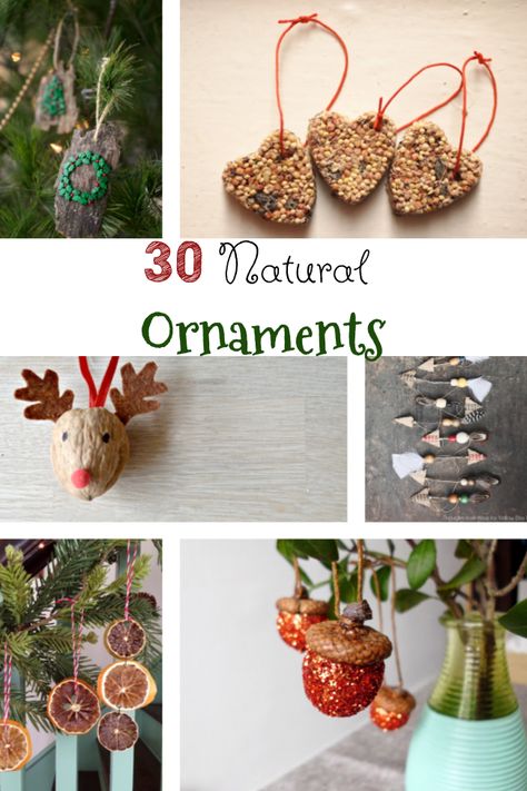 Homemade Natural Ornaments, Natural Christmas Decorations For Kids, Christmas Crafts With Natural Materials, Diy Foraged Christmas Decorations, Natural Material Christmas Decorations, Winter Forest School Ideas, Natural Christmas Ornaments Homemade, Nature Ornaments Diy Kids, Forest School Activities Winter