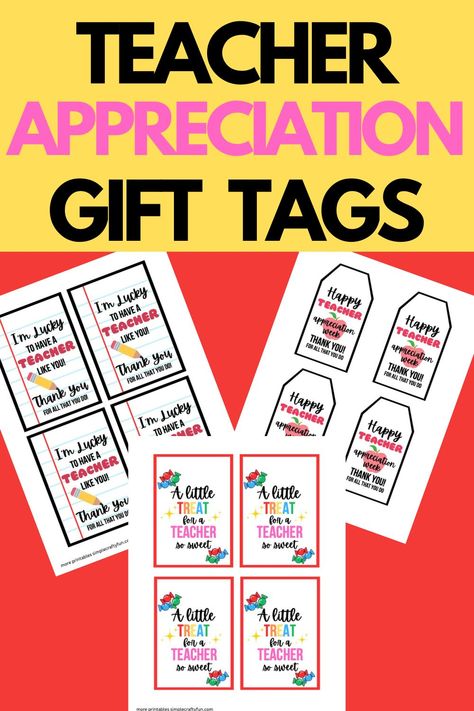 These free printable teacher appreciation gift tags are the perfect addition to any teacher gift. There are 6 free printables to choose from for teacher appreciation tags. Show teachers you care with a sweet gift. Happy Teacher Appreciation Tags Free Printable, Teacher Appreciation Notes Printable, Teacher Gift Tags Printable Free, Mason Jar Teacher Appreciation Gifts, Free Printable Teacher Appreciation Tags, Sweet Teacher Appreciation, Gift Tag Template Free Printable, Teacher Appreciation Notes, Teacher Appreciation Gift Baskets