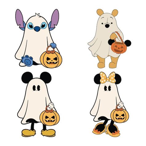 DIGITALMANDEELTD - Etsy Spooky Disney Characters, Disney Ghost Tattoo, Boo To You Disney, Disney Halloween Characters, Trick Or Treat Disney, Disney Ghost, Halloween Disney Svg, Couples Disney Shirts, Mickey Ghost