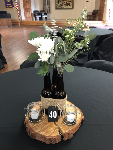 40th Birthday Ideas For Men Table Decor, Table Centerpieces For Men Birthday, 30 Birthday Centerpiece Ideas, 40th Birthday Ideas For Men Centerpieces, Man Centerpieces Ideas, Table Decor For Mens Birthday, Birthday Party Table Decorations For Men, 50th Decoration Ideas For Men, Manly Table Centerpieces