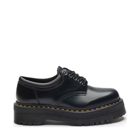 Dr. Martens 8053 5-Eye Platform Casual Shoe - Black Doc Martens 8053, Low Doc Martens, Dr Martens 8053, Platform Casual Shoes, High Quality Boots, Oxford Platform, Platform Loafers, Shoe Black, Flip Flop Slippers