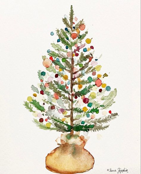 Pointilism Art, Painted Christmas Cards, Painted Cards, Christmas Card Art, Diy Watercolor Painting, Watercolor Projects, Watercolor Christmas Cards, Watercolor Paintings Easy, Watercolor Flower Art