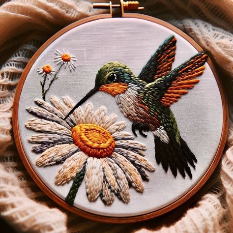 Embroidey_AIStitch (@embroidery_aistitch) • Фото и видео в Instagram Embroidery Stumpwork, Hummingbird Embroidery, Embroidered Hummingbird, Embroidery Birds, Embroidery Animals, Embroidery Bird, In Love With Life, Birds Embroidery Designs, Wood Art Projects