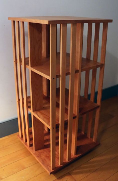 Mission Inspired Revolving Bookcase : Handmade Furniture : Mission Furniture : BissellWoodworking.com Revolving Bookcase, Corner Bookshelf, Creative Bookshelves, Mission Furniture, Bookcase Diy, Antique Woodworking Tools, Corner Bookshelves, Modern Bookshelf, Bookcase Design