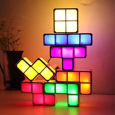 Diy Tangram, Puzzle Night, Night Lamp For Bedroom, Teens Bedroom, Light Kitchen Cabinets, Puzzle Table, Desk Lamps Bedroom, Lampe Decoration, Novelty Lighting