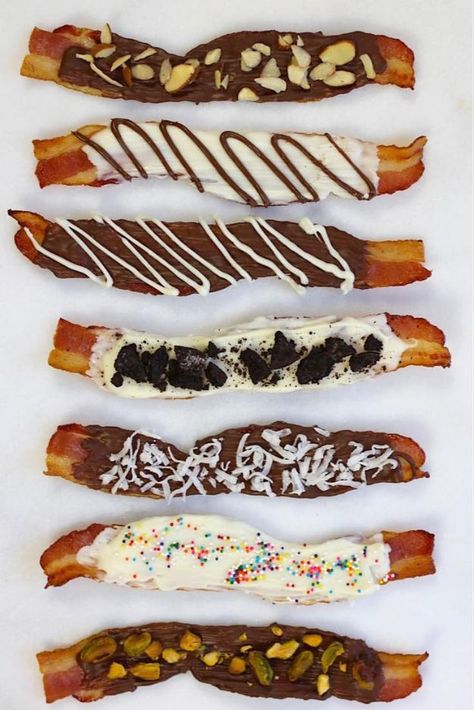 Chocolate Dipped Bacon, Bacon Treats, Boil Recipes, Chocolate Covered Bacon, State Fair Food, Chocolate Bacon, Carnival Food, Bacon Appetizers, Bacon Recipe