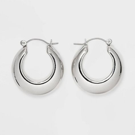 Small Puffy Hoop Earrings - Universal Thread™ Silver Small Hooped Earrings, Hoop Earrings Png, Silver Hoops Aesthetic, Hoops Aesthetic, Birthday 15, Silver Hoops Earrings, Hoop Earrings Aesthetic, Earrings Silver Hoops, Small Silver Hoop Earrings