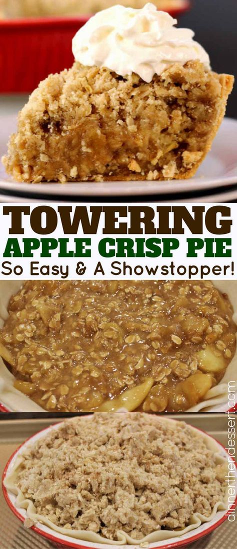 Instead of a classic apple pie or apple crisp you get the best of both worlds with an Apple Crisp Pie! Apple Crisp Pie, Dessert Apple, Dinner Then Dessert, Classic Apple Pie, Dessert Simple, Apple Crisp Recipes, Crisp Recipe, Easy A, Delicious Pies