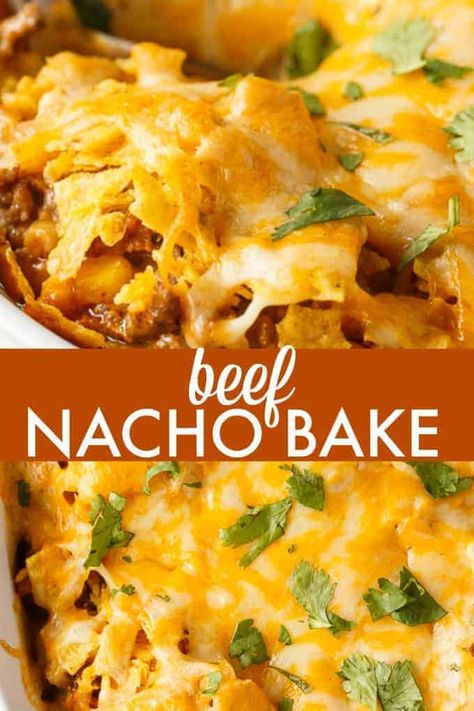 Mexi Fries, Easy Beef Nachos, Dinner Bakes, Nacho Bake, Ground Beef Nachos, Nacho Casserole, Nachos Recipes, Ultimate Nachos, College Diet