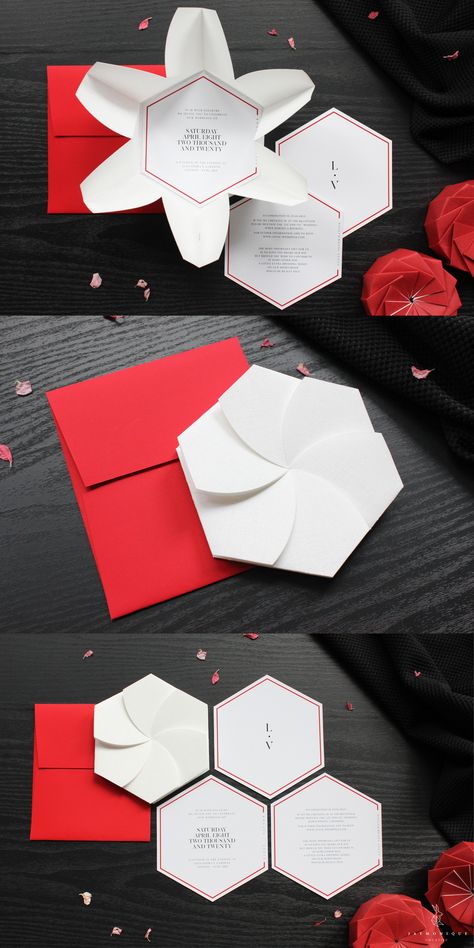 Bespoke wedding invitations everyone will love! Origami Invitation Card, 3d Invitation Card, Origami Invitation, Origami Invitations, Creative Wedding Invitation, Origami Wedding Invitations, Origami Wedding, Origami Envelope, Bespoke Wedding Invitations