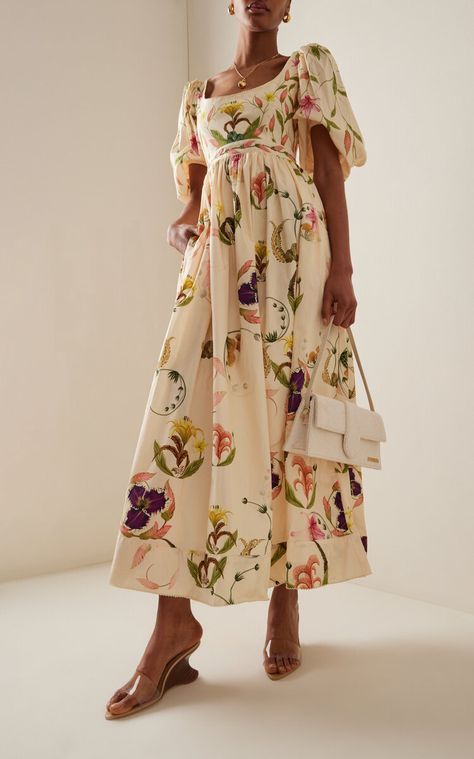 Collar Maxi Dress, Cotton Maxi Dress, Beige Dresses, Cotton Maxi, Maxi Dress Cotton, Dresses By Length, Daily Dress, Types Of Dresses, Floral Midi Dress