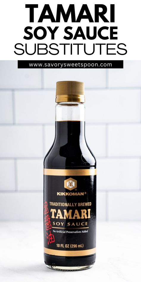 List of the 8 best tamari soy sauce substitutes. Everything you need to know this Japanese soy sauce. What is tamari? Tamari substitutes and alternatives if you are having trouble finding it. Soy Sauce Substitute, Japanese Sauce, Tamari Sauce, Gluten Allergy, Low Salt, Soya Sauce, Food Substitutions, Shrimp Seasoning, Flavor Enhancers