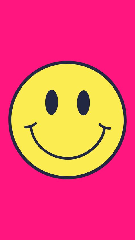 Smiley Face Cowboy Hat Wallpaper, Smily Face Painting Ideas, Pink And Yellow Smiley Face Wallpaper, Hot Pink Cartoon Aesthetic, Hot Pink Painting Ideas, Hot Pink And Yellow Aesthetic, Pink Smile Wallpaper, Hot Pink Smiley Face Wallpaper, Smily Face Wallpaper Aesthetic