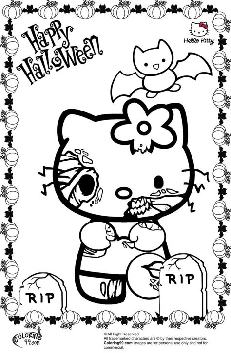 Halloween Coloring Pictures, Hello Kitty Coloring Pages, Kitty Coloring Pages, Halloween Coloring Pages Printable, Hello Kitty Colouring Pages, Images Hello Kitty, Monster Coloring Pages, Halloween Color, Kitty Coloring