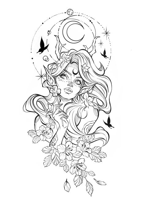 Large Hip Tattoos Women, Quarter Sleeve Tattoos, Medusa Tattoo Design, Mystical Tattoos, Drawing Designs, Hip Tattoos, Hip Tattoos Women, Silhouette Tattoos, Sketch Tattoo Design