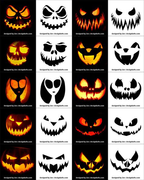 Free-Halloween-Pumpkin-Carving-Stencils--Ideas-Faces-Patterns-Printables-2018-(12 Minion Pumpkin Carving, Scary Pumpkin Carving Patterns, Printable Pumpkin Carving Stencils, Patch Quotes, Labu Halloween, Stencils Ideas, Fall Instagram, Scary Halloween Pumpkins, Halloween Pumpkin Carving Stencils