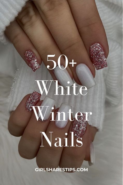 Gel Nails Ideas Winter 2024, Christmas Nail Trend 2024, Nail Design Square Shape, Trend Nail 2024 Winter, Cute Nails For January 2024, Milky Winter Nails, Milky White Nails Christmas, Nail Ideas Winter 2024, Blue And White Ombre Nails Acrylic