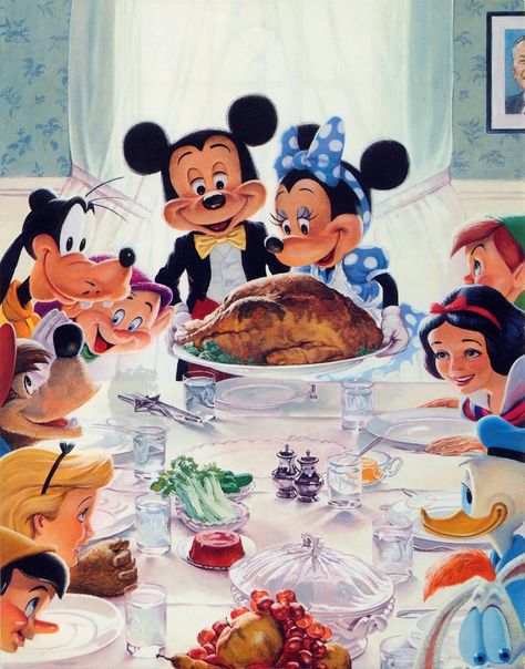 Disney take on the famous Norman Rockwell painting "Freedom From Want" (1943) Norman Rockwell Thanksgiving, Disney Thanksgiving, Kalle Anka, Mickey Mouse Y Amigos, Holiday Pics, Thanksgiving Pictures, Animation Disney, Thanksgiving Wallpaper, Thanksgiving Art