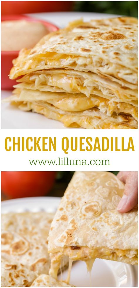 Shredded Chicken Quesadilla Recipe, Chicken Quesadillas Easy, Easy Cheesy Chicken, Quesadilla Recipes Easy, Can Chicken Recipes, Chicken Quesadilla Recipe, Lil Luna, Quesadilla Recipe, Drink Party