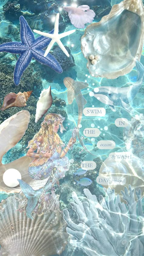 #ocean #sea #summer Mermaid Collage, Summer Shuffles, Beachy Wallpaper, Mermaid Background, Mermaid Wallpapers, Ocean Girl, Cute Summer Wallpapers, Mermaid Pictures, Mermaid Aesthetic