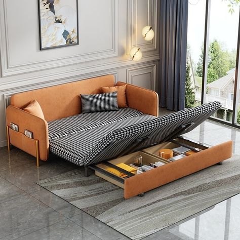 63.8" Queen Pull out Sofa Bed, 3-in-1 Convertible Sleeper Sofa with Side Storage, Multi-functional Velvet Loveseat Bed, Pink - Bed Bath & Beyond - 40261537 Sofa Orange, Full Sleeper Sofa, Velvet Sofa Bed, Narrow Living Room, Small Couch, Pull Out Couch, Folding Sofa Bed, Pull Out Sofa Bed, Folding Sofa