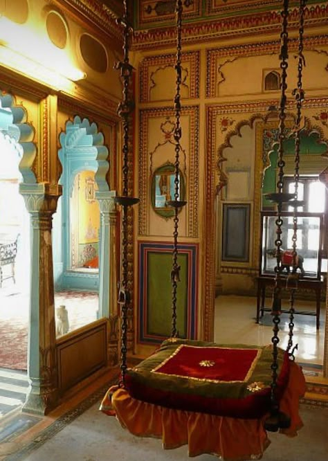 Swing Bed, Indoor Swing, Indian Interiors, Relaxation Room, Jaisalmer, غرفة ملابس, Indian Architecture, Indian Decor, Moroccan Decor