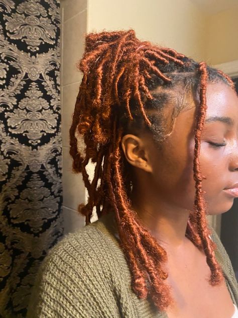 Color Locs, Ginger Locs, Dark Ginger Hair, Hair Twists Black, Hair Color For Dark Skin, Short Box Braids Hairstyles, Short Box Braids, Short Locs Hairstyles, Ginger Hair Color