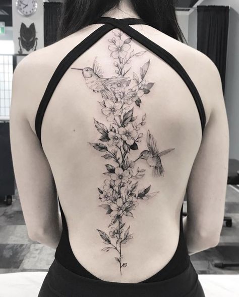 May 22, 2021 - This Pin was discovered by Tori McKinney. Discover (and save!) your own Pins on Pinterest Wiccan Spine Tattoos, No Color Tattoos For Women, Goth Back Tattoo Women Spine, Tattoo Ideas Female Meaningful Unique Arm Small, Spine Flower Tattoo For Women, Floral Back Tattoo Women, Back Tattoo Floral, Flower Spine Tattoos For Women, Floral Spine Tattoos For Women