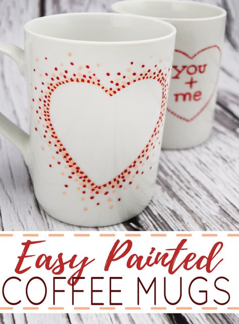 Paint Coffee Mug Diy, Painted Coffee Cup, Coffee Mug Crafts, Easy Diy Paint, Painted Coffee Mugs, Mug Crafts, Diy Mugs, Hand Painted Mugs, Painted Mugs