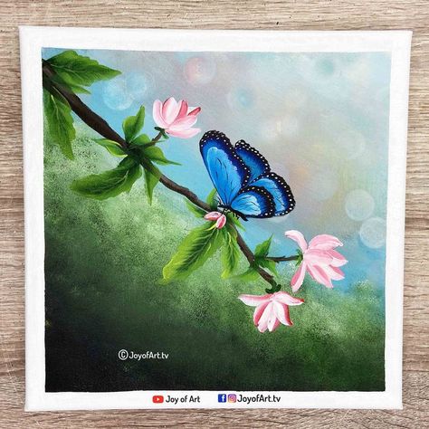 Butterfly And Flower Painting, Butterfly Acrylic Painting, Couples Canvas Painting, Flowers Acrylic Painting, Oil Pastel Drawings Easy, Buddhist Art Drawing, Butterfly And Flowers, Flowers Acrylic, Acrylic Painting Diy