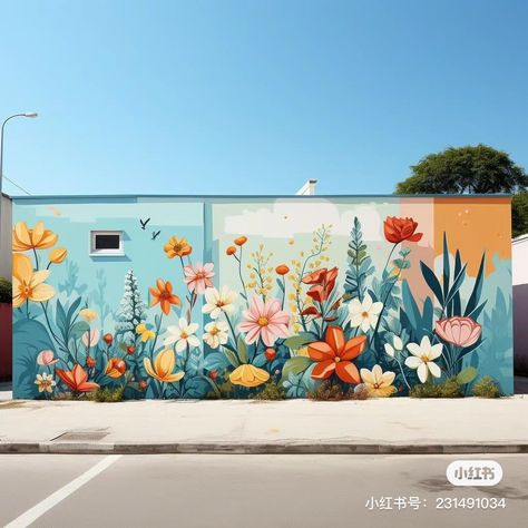 Exterior Murals, Wall Graffiti, Pool Paint, Garden Mural, Wall Street Art, Flower Mural, School Murals, Dancers Art, Bright Art