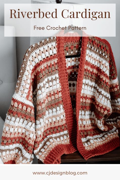 Free Crochet Pattern: The Beautiful Riverbed Cardigan - CJ Design Blog Cj Design, Crocheted Cardigan, Crochet Cardigan Free, Crochet Sweater Pattern, Crochet Cardigan Pattern Free, Crochet Sweater Pattern Free, Crochet Fall, Crochet Cardigan Pattern, Crochet Woman