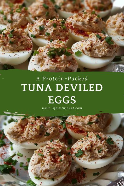 Tuna Deviled Eggs Tuna Salad Deviled Eggs, Tuna Stuffed Deviled Eggs, Recipes Using Hard Boiled Eggs, Tuna Deviled Eggs Recipe, Deviled Eggs Healthy, Tuna Deviled Eggs, Boiled Egg Whites, Tuna Protein, Healthy Deviled Eggs