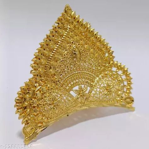 Gold Mukut, Indian Crown, Golden Jewellery, Wedding Flower Jewelry, Hindu Bride, Goddess Jewelry, Bridal Accessories Jewelry, Female Art Painting, Golden Jewelry