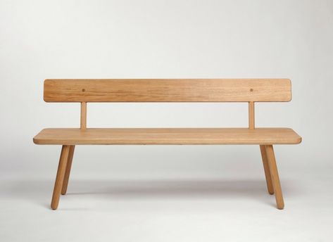 Another-Country-Bench-One-Back-Remodelista                                                                                                                                                                                 More Dining Bench With Back, Wooden Dining Bench, Country Bench, Wood Dining Bench, Bench With Back, Shaker Furniture, Wood Furniture Design, Oak Bench, Another Country