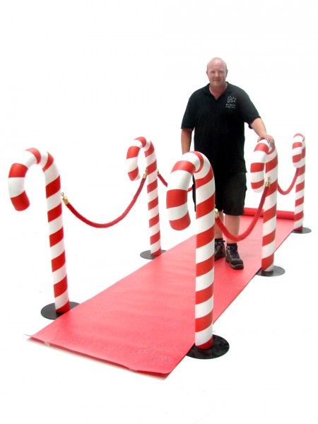 Candy Cane Walkway, Carpet and Stanchion Hire including Red Carpet Hire Candy Cane Walkway, Christmas Props, Kids Christmas Party, Christmas Float Ideas, Candyland Party, Office Christmas Decorations, Christmas Parade, Candyland Decorations, Candy Christmas Decorations