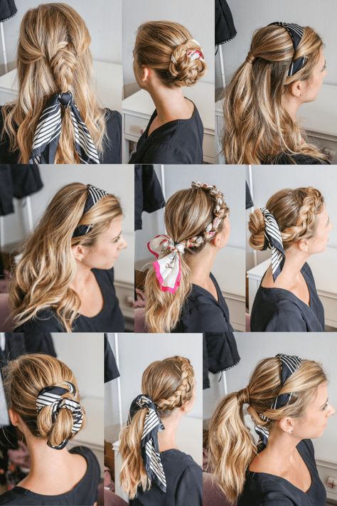 How to Wear a Hair Scarf: 9 Cool Ways to Look Stylish - Running in Heels Running In Heels, Wear A Scarf, Hair Scarf Styles, Split Hair, How To Wear A Scarf, Peinados Fáciles Para Cabello Corto, Bandana Hairstyles, Hair Scarf, Loose Hairstyles