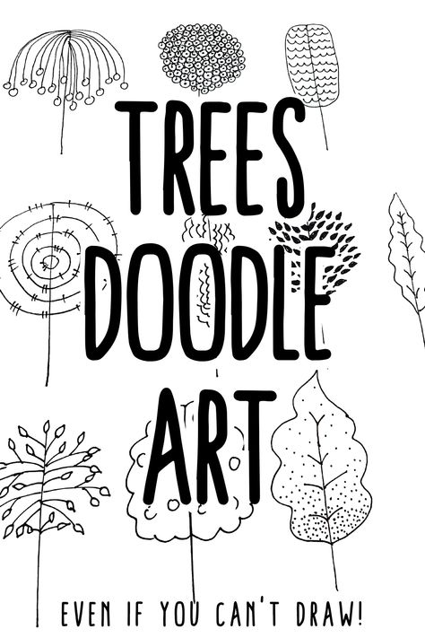 Draw Trees Simple, Designs To Draw Patterns Easy, Draw Tree Easy, Tree Doodle Simple, Simple Art Projects For Adults, Doodle Art Nature, Tree Sketches Simple, Simple Tree Drawing, Doodles Tutorial