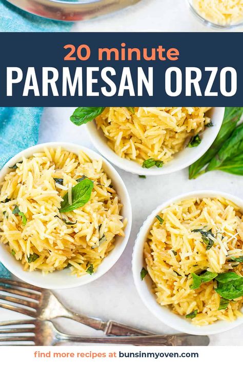 Cheesy Orzo, Quick Side Dish, Parmesan Orzo, Orzo Recipe, Rice Side Dish Recipes, Sides Dishes, Favorite Pasta Recipes, Sunday Dinners, Quick Side Dishes