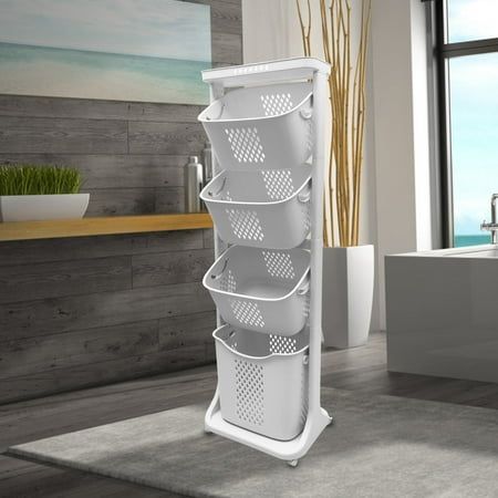 This multi-functional rolling laundry hamper cart is made of high-quality PP material, which is very durable and sturdy, no odor and not easy to deform. Universal roller design, equipped with 4 360 rotatable pulleys, can be moved freely and easy to operate and install. The storage baskets are designed with carrying handles on both sides for stable lifting, making it more convenient and easy to use. They are versatile and can be layered for storage and classification. Suitable for all indoor plac Dirty Clothes Organization, Rolling Laundry Basket, Laundry Cart, Laundry Basket Organization, Dirty Clothes Storage, Dirty Clothes Basket, Organizer Shelf, Large Storage Baskets, Hamper Basket