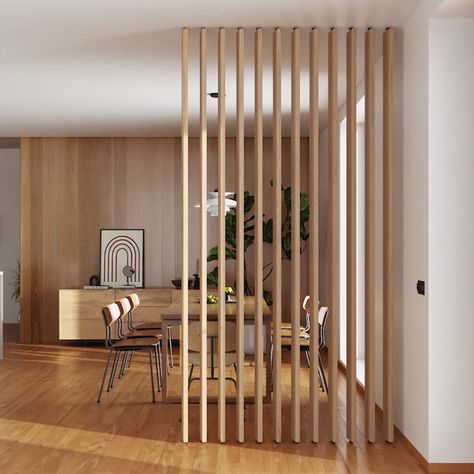 Wood Slat Room Divider, Slat Room Divider, Wood Room Divider, Living Room Divider, Wooden Room Dividers, Wood Slat Wall, Wooden Room, Divider Wall, Room Partition