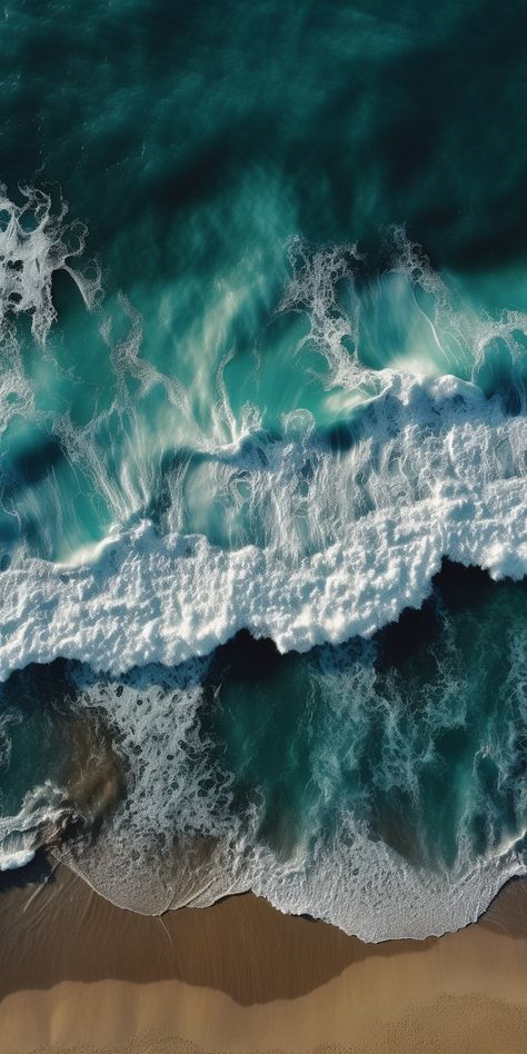 Aerial view of ocean waves, in the style of  National Geographic Sea Aerial View, Aerial Ocean Painting, Ocean Aerial View, Ocean Top View, Sea Waves Wallpaper, Waves On Beach, Ocean Blanket, Aerial Views Landscape, Ocean Waves Photos