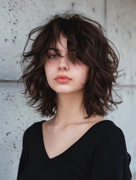 Shag Hair Round Face, Brown Hair Haircuts, Shag Medium Length Hair, Shaggy Haircuts Short, Autumn Haircolor, French Shag, Medium Length Shag Hairstyles, Medium Length Shag Haircuts, Medium Length Shag