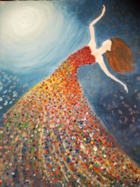 Ladies Painting, Ballerina Art Paintings, Lady Dancing, The Art Sherpa, Ballerina Art, Pagan Art, Paint Nite, Whimsical Paintings, Dancing In The Moonlight