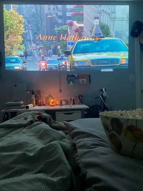 Projector In Bedroom, Casa Halloween, Home Cinema Room, Uni Room, Mini Projector, Movie Projector, Cinema Room, Dream Room Inspiration, Room Makeover Bedroom