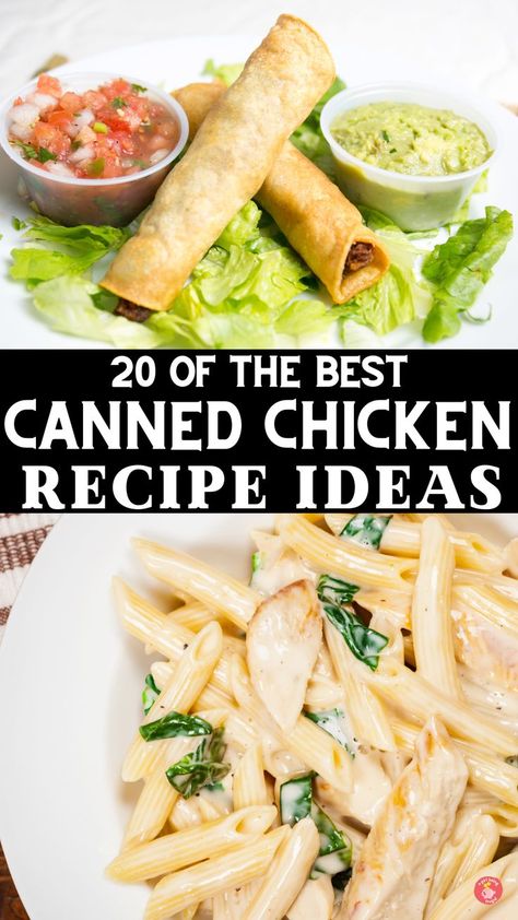 Explore these mouthwatering canned chicken recipes! 🍗🍲 Transform canned chicken into delectable dishes like enchiladas, salads, quesadillas, and stir-fry. Excite your taste buds and make mealtime fun again! 😍🥘 Your new favorite recipe is just a click away. #CannedChicken #QuickRecipes #TastyMeals Canned Chicken Quesadilla, Canned Chicken Enchiladas, Canned Chicken Recipes, Chicken Recipes Quick, Can Chicken Recipes, Applesauce Cake, Chicken Quesadillas, Recipes Quick, Recipe Roundup