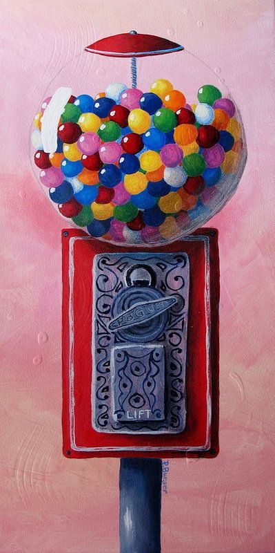 Vintage Gumball Machine, Diy Gumball Machine, Bubble Gum Machine, Ball Aesthetic, Art Deco Bedroom, Colored Pencil Artwork, Candy Art, Gumball Machine, Ap Art