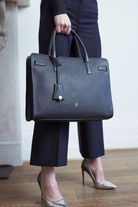 A modern classic, the Enrica briefcase tote is handcrafted by skilled artisans from the finest textured pebbled leather Women Briefcase Business, Ladies Laptop Bag, Leather Briefcase For Women, Black Office Bag, Womens Briefcase, Ladies Briefcase, Work Bags For Women, Work Purse, Italian Leather Handbags